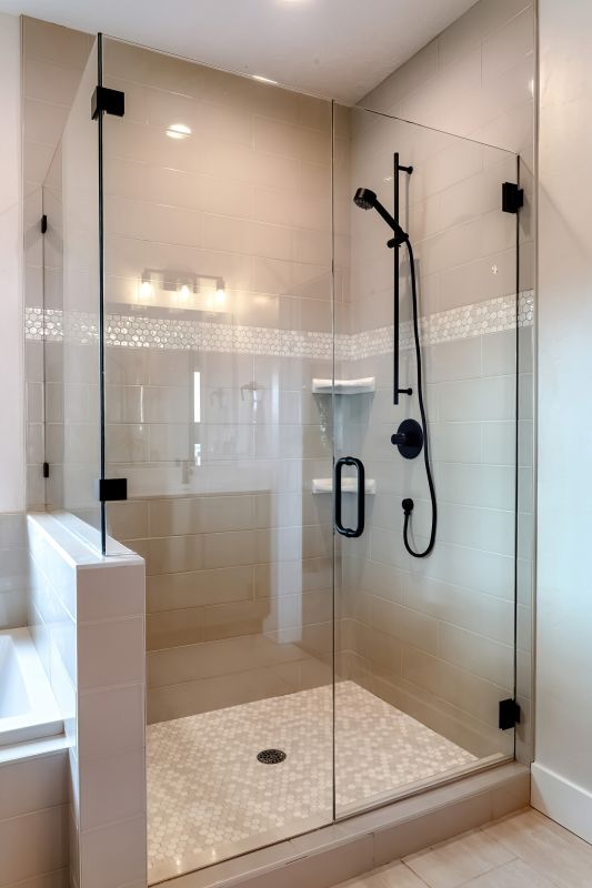 Finished Shower with Glass Enclosure